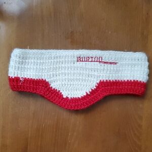 BURTON SNOWBOARDS EAR WARMER HEADBAND WRAP RED WHITE EUC